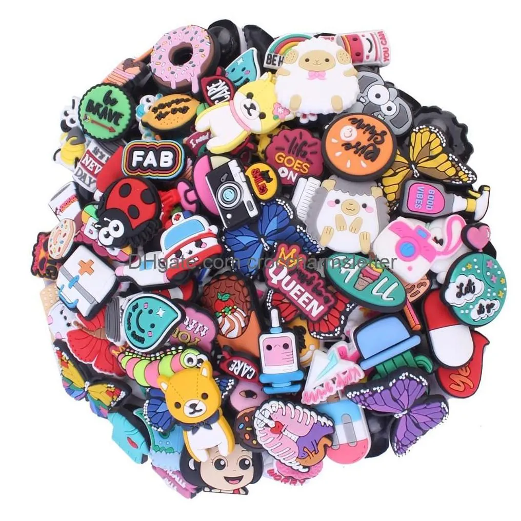 shoe parts accessories 100 120 lot of charms bks for clogk clog bubble sliders different pvc variety cute shapes charm kids boys gir