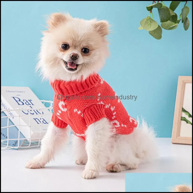 Winter Pet Sweater Turtleneck Knitted Brands Dog Apparel with Classic Jacquard Letter Pattern Designer Dog Clothes for Small Dogs Warm Cat Sweaters Pets Coat L