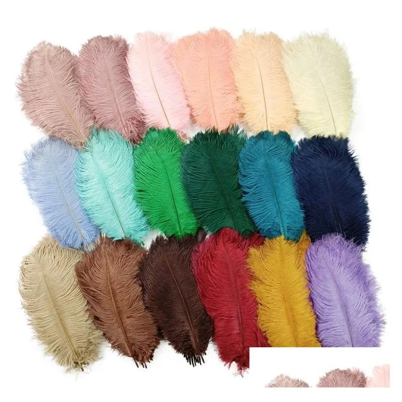 colored ostrich feathers for crafts wedding decoration handicraft accessories table centerpieces carnival plumas decor rra49