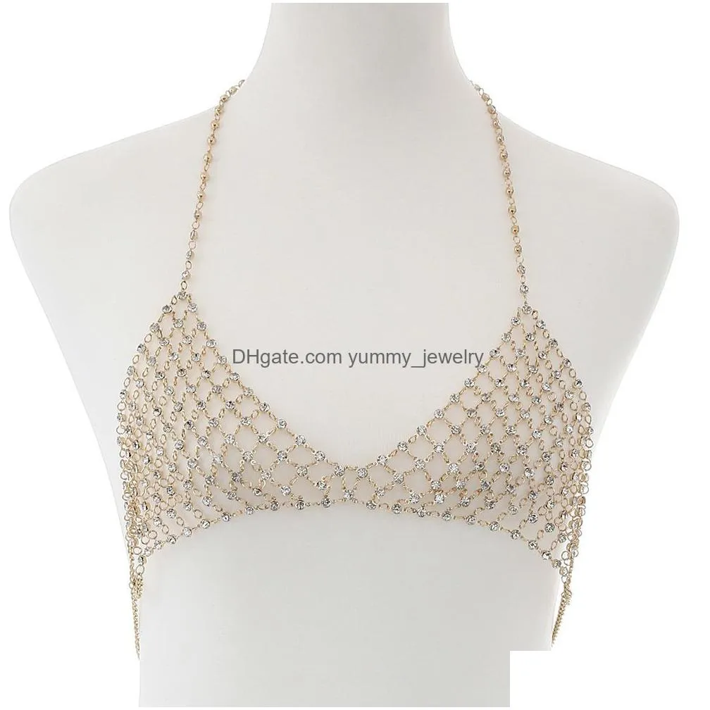 waist chain belts sexy bra chain with rhinestone crystal luxury jewellery chest chains body accessories festival jewelry 230425