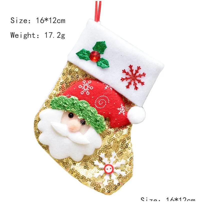 bling christmas stockings christmas ornament santa snowman figurine sequin small gift bag knife fork cover set for home party dinner