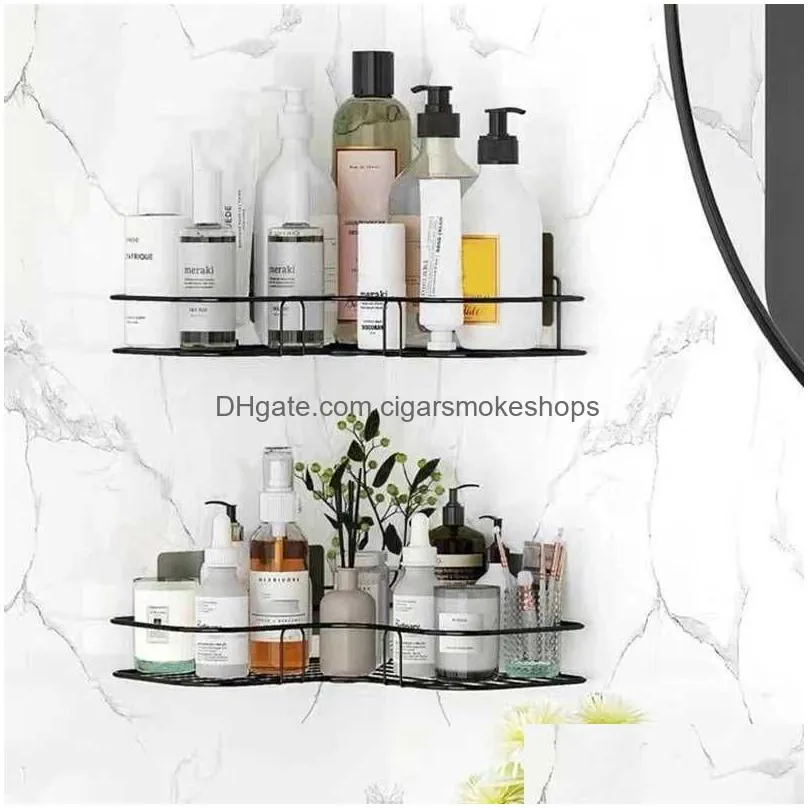 punch- bathroom shelf shower wall mount shampoo holder storage kitchen organizer shelves rack for bathroom accessories