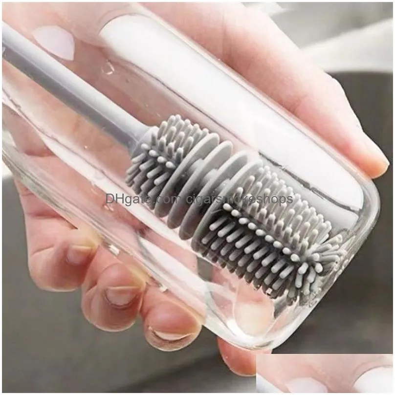 new 2 in 1 cleaning brush cup scrubber suction wall lazy bottles brush glass cleaner thermos washing brush kitchen clean accessories