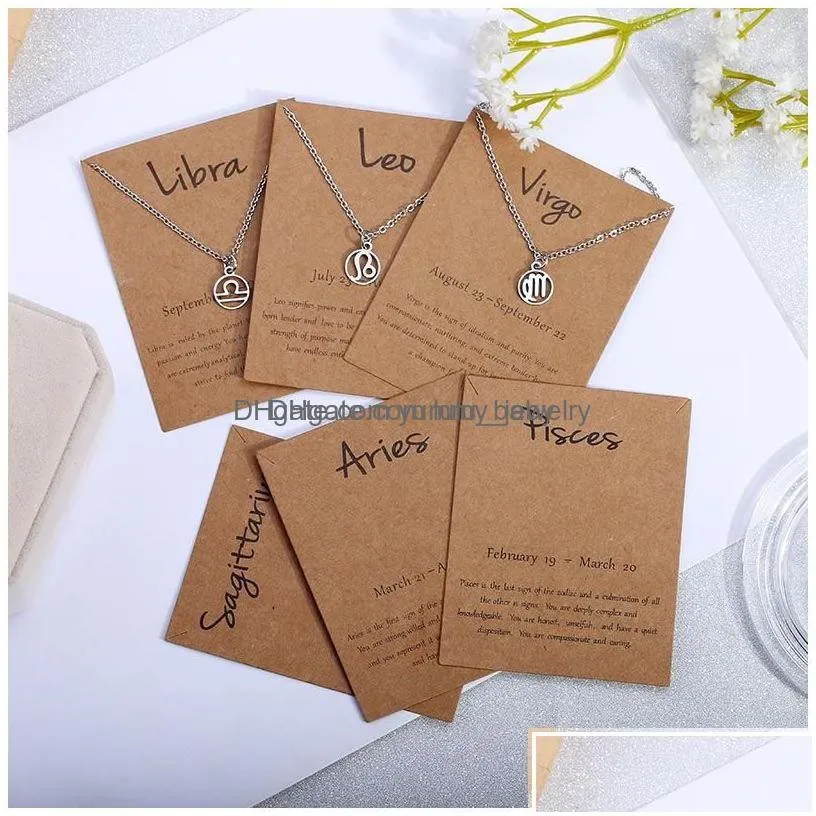 tags price card 100pc / lot 12 zodiac jewelry packing for necklace hanging holder display hang cards 9x7cm craft paper diy handmade