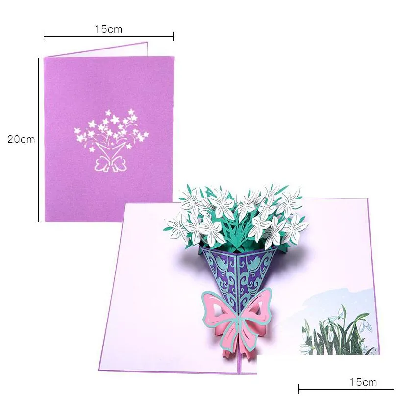 mothers day greeting cards postcard 3d  up flower thank you mom happy birthday invitation customized gifts wedding paper rrd6814