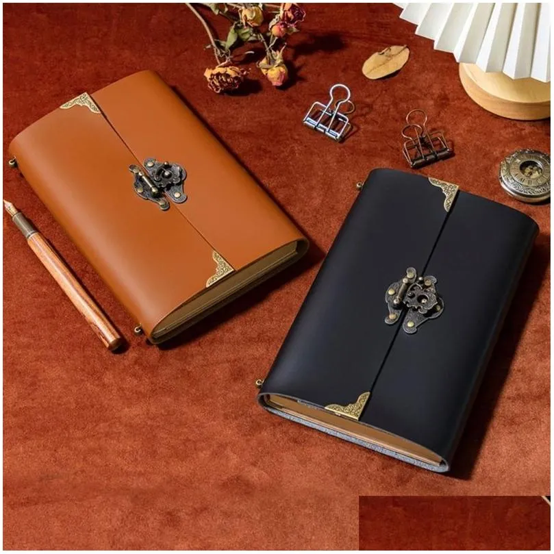 wholesale notepads vintage pu leather vintage notebook diary notepad spiral literature note book paper replaceable journal planners stationery gift