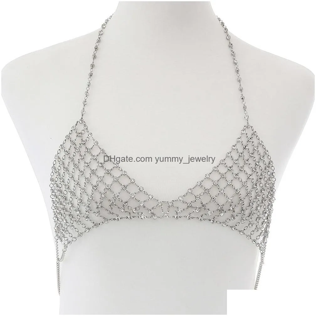 waist chain belts sexy bra chain with rhinestone crystal luxury jewellery chest chains body accessories festival jewelry 230425