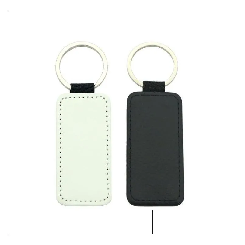 sublimation blanks party favor keychain pu leather keychain for christmas heat transfer keyring diy craft supplies rra50