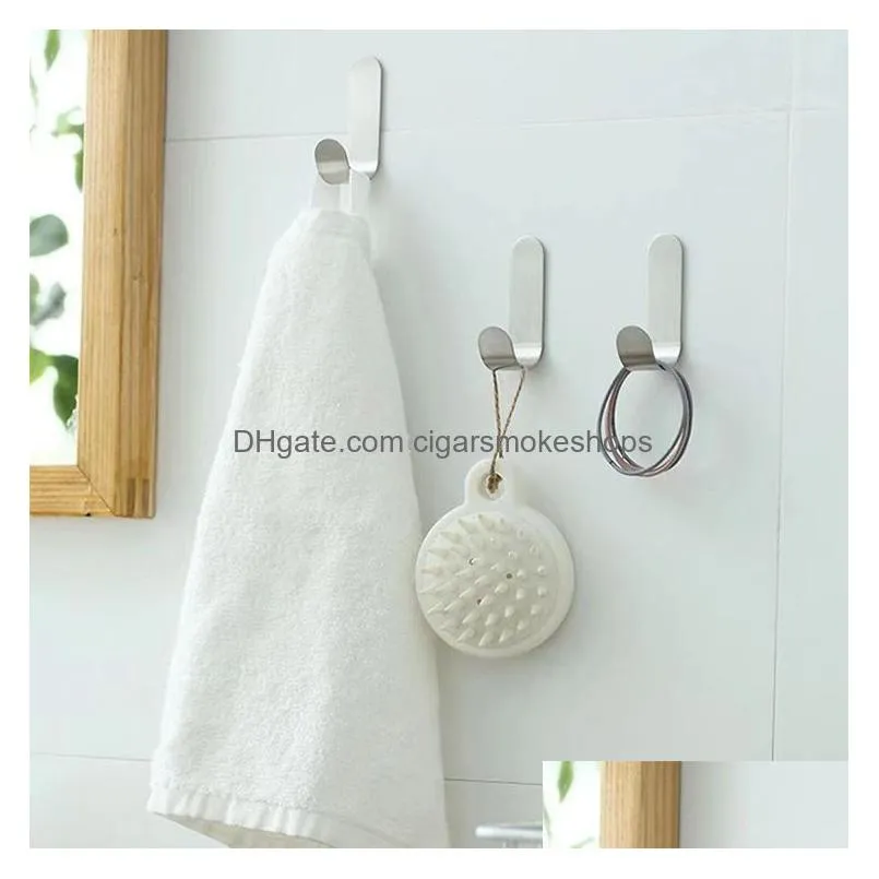 100pcs/lot self-adhesive wall organizer hook behind-door key cloth hanger hook bathroom robe towel holder rack kitchen hardware shelf