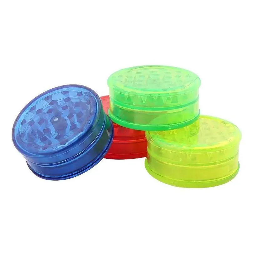 colorful plastic herb grinder for smoking tobacco grinders with green red blue clear rra72
