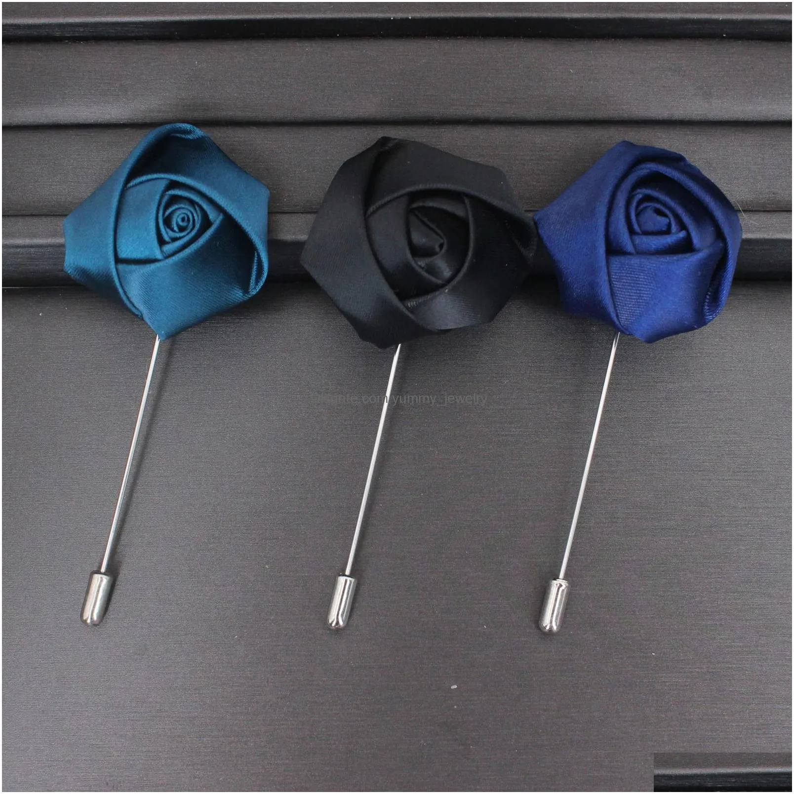 pins brooches 12pcslot handmade fabric rose brooch pins for men`s clothing accessories fashion suit flower pins and brooches 18 colors