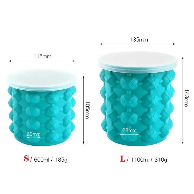 portable 2 in 1 large silicone ice cube mold maker tray bucket wine cabinet with lids party beverage frozen whiskey cocktail sea shipping