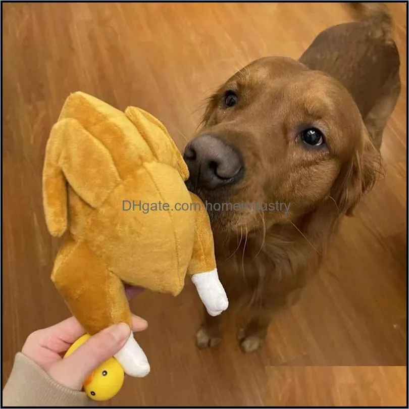 Plush Dog Toy Squeaky Stuffed Dog Toys for Boredom Stimulating Play Chew Resistant Safe and Non-Toxic Delicious Turkey H27