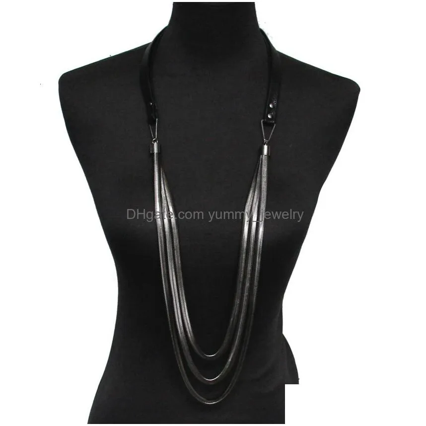 pendant necklaces manilai multi layers leather snake chains necklaces women thick chain pendants long necklaces statement jewelry