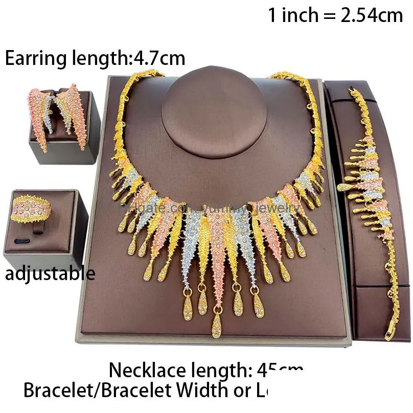 liffly fashion sets dubai gold jewelry elegant women shape big necklace african bridal wedding bracelet earrings ring 220810