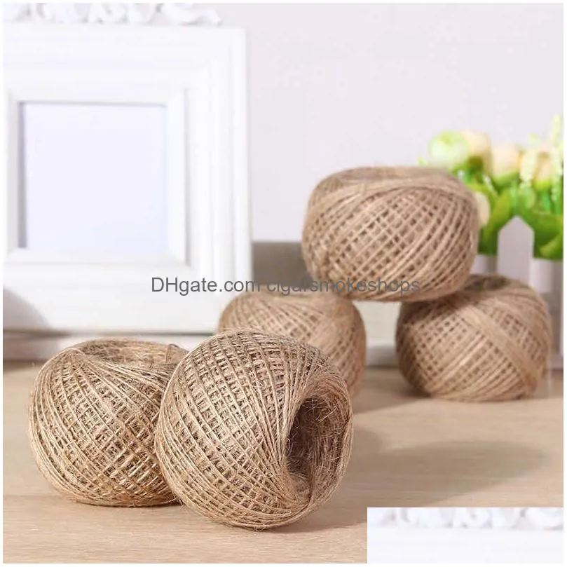 100m/roll long jute twine natural burlap linen cord rustic hemp rope gift packing string thread for diy home decor accessories