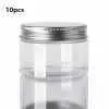 10pcs 100ml storage jars with lids aluminum round canister empty plastic cosmetic jars portable travel skin care cream bottles