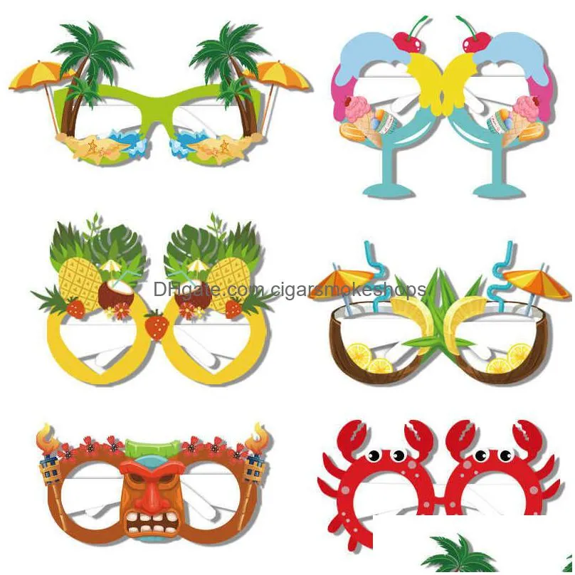 6pcs new marine fruit paper glasses summer party childrens decorative party photo props