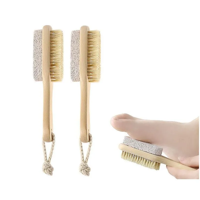 bath brushes sponges scrubbers cleaning brushes natural body foot exfoliating spa brush double side with nature pumice stone rra41