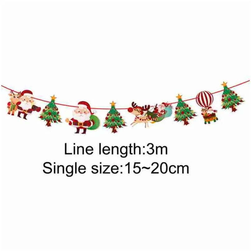 2018 christmas banner wall hangings xmas tree elk snowman santa claus ornaments pendant merry christmas decorations for home