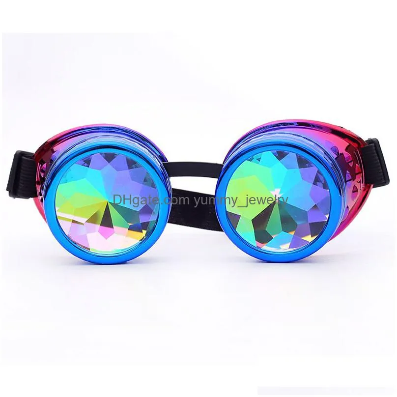 sunglasses selling kaleidoscope rainbow crystal lenses steampunk goggles edm glasses go 220826