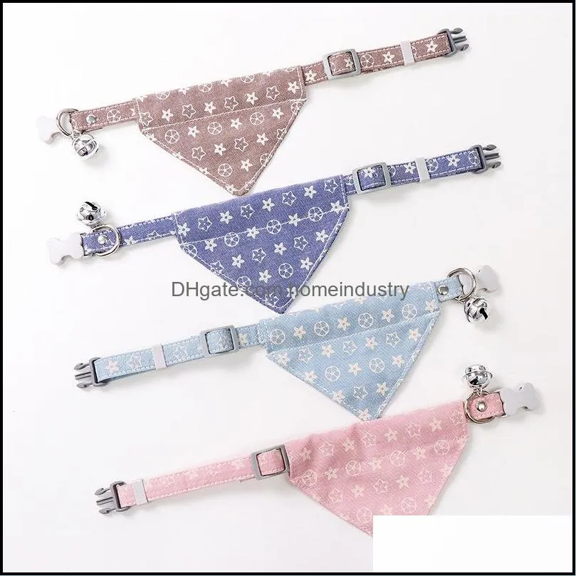 Dog Collar Bandanas Leash Set Classic Old Flower Designer Dog Collars with Bandana and Leashes for Small Dogs Cat Pets Adjustable Washable 100% Cotton S