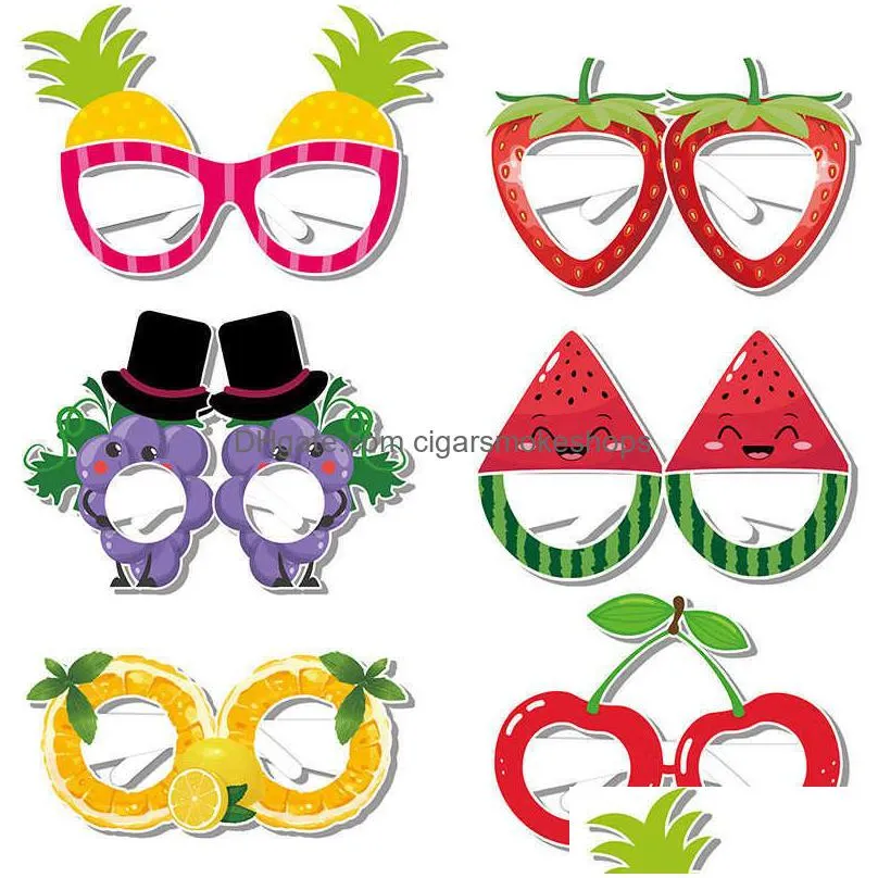 6pcs new marine fruit paper glasses summer party childrens decorative party photo props