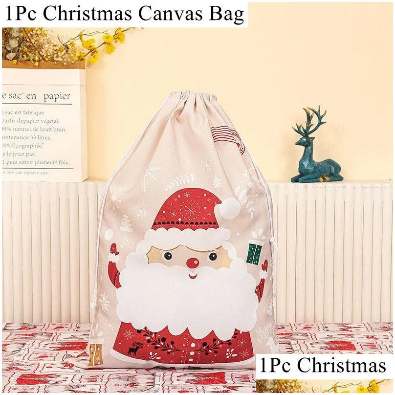 santa sacks christmas decorations gift drawstring canvas large santa claus gift bag wholesale rra40