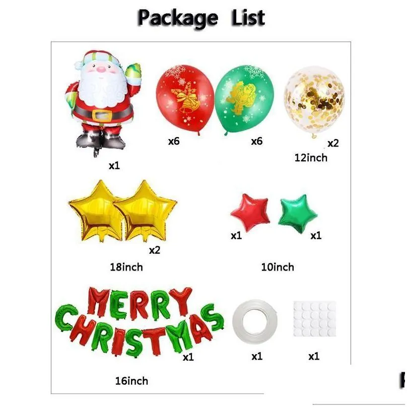 christmas aluminum foil balloon set latex home decoration cartoon santa claus helium rra61