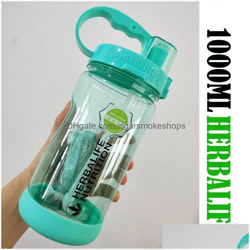 multi color 1000ml bpa gray rose red portable herbalife nutrition plastic sports hiking fitness straw water bottle