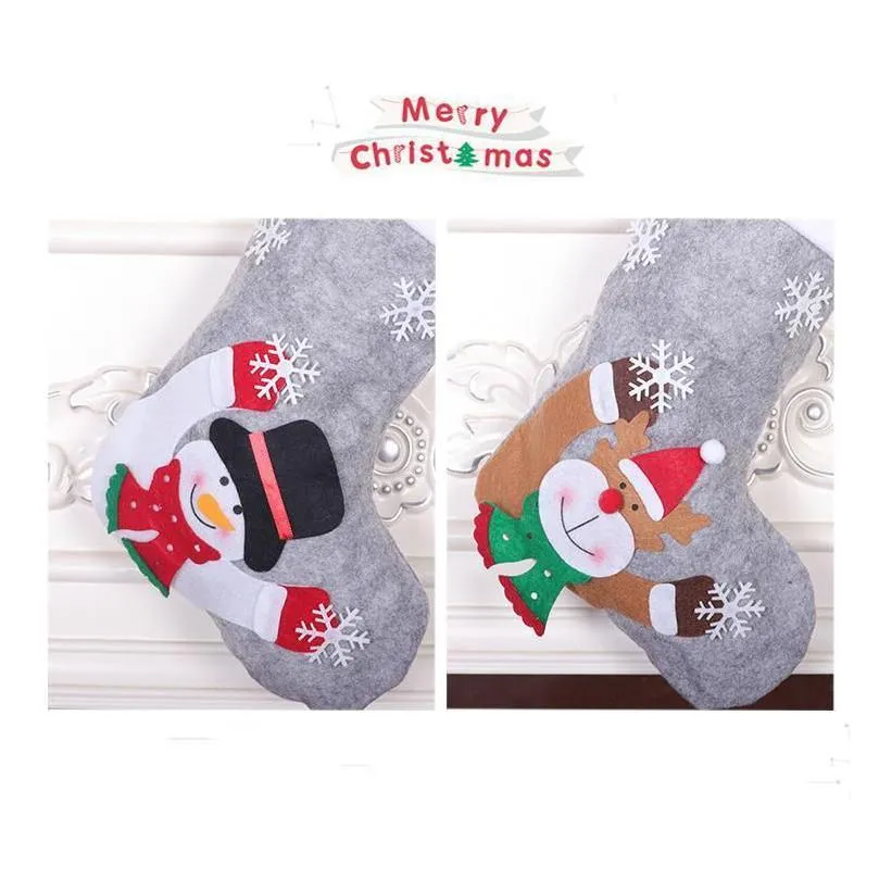 socks christmas decoration candy stockings grey xmas tree pendant large christmas-stocking with lights kids xmas-gift bag rra60