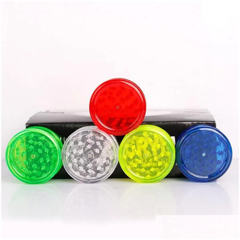 colorful plastic herb grinder for smoking tobacco grinders with green red blue clear rra72