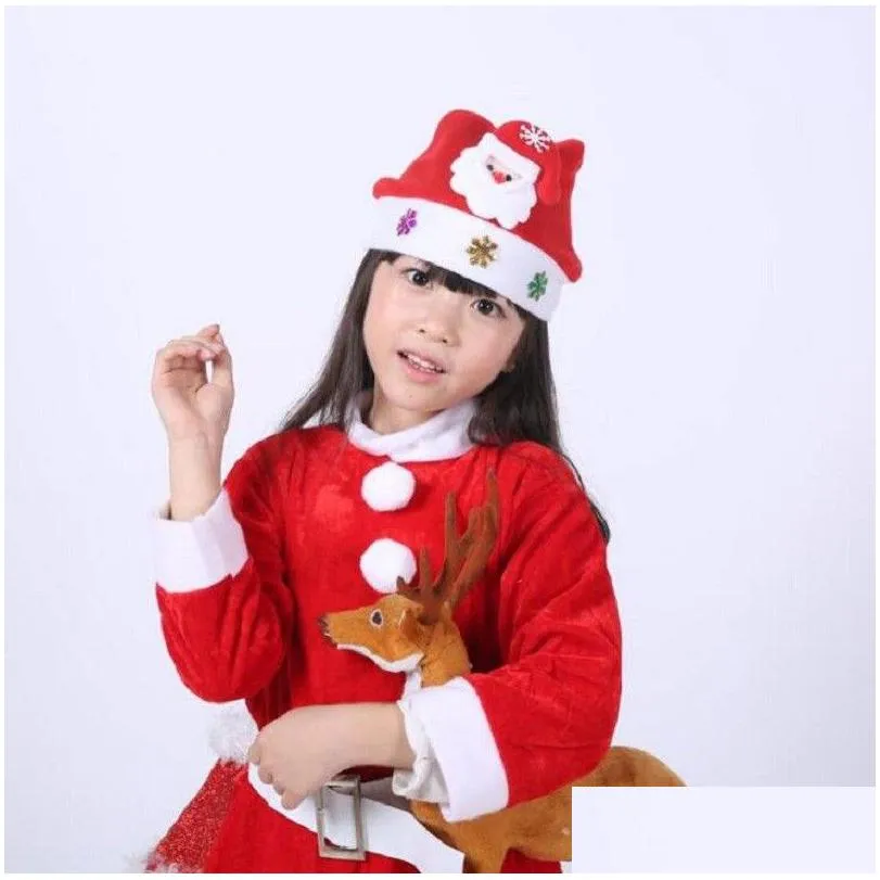 christmas hat for kids adult gifts cartoon applique santa deer snow designs hats christmas holiday supplies sn1160