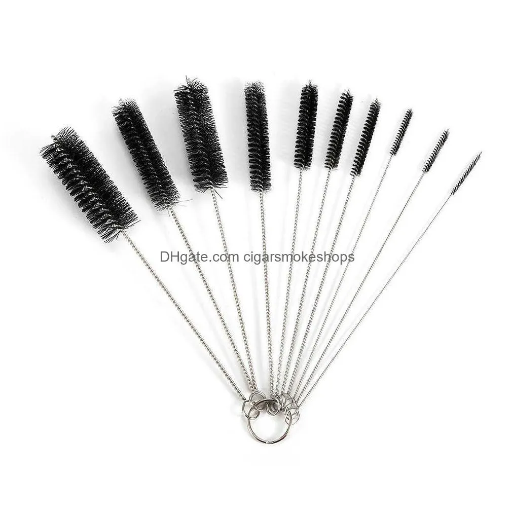 10pcs stainless steel nylon bottle straw brush household cleaning set kitchen cleaning brushes kit tube straw washing cleaner