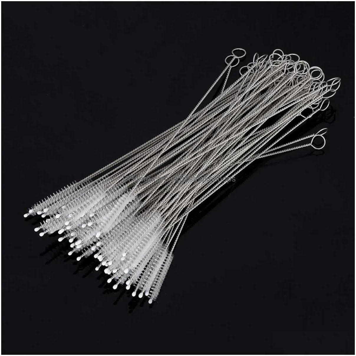new 10pcs drinking straw cleaning brush kit straw tube pipe cleaner nylon stainless steel long handle cleaning brushes for straws