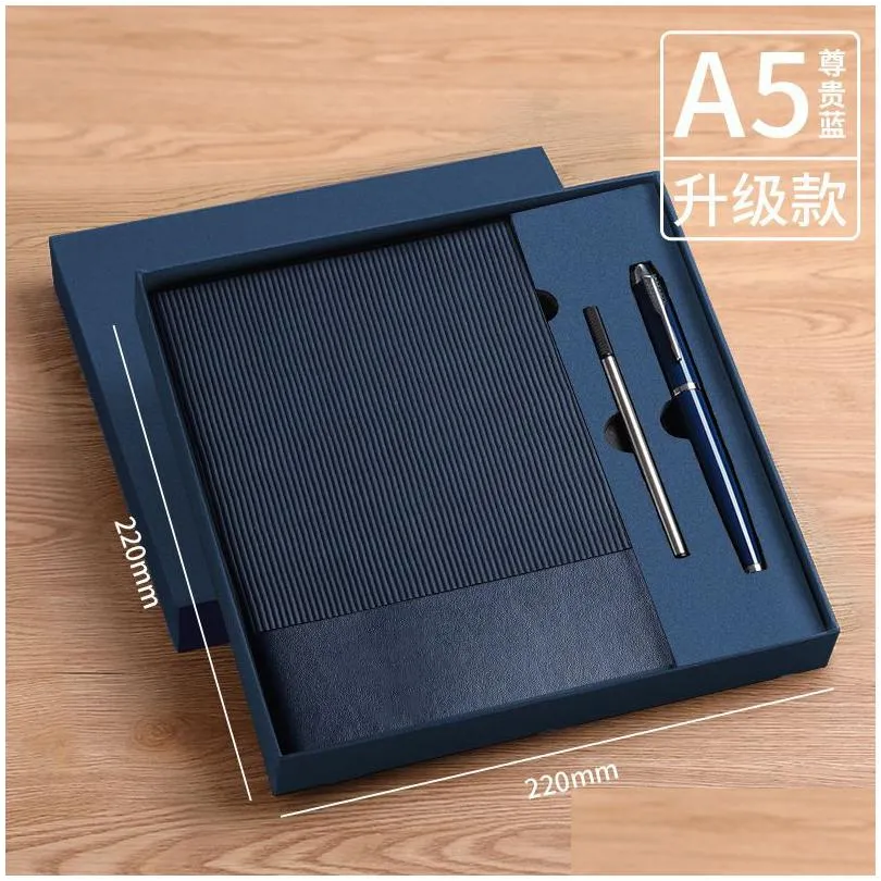 wholesale notepads notebook gift box set retro business notebook a5 pu leather office school stationery paper notepad diary journal supplies