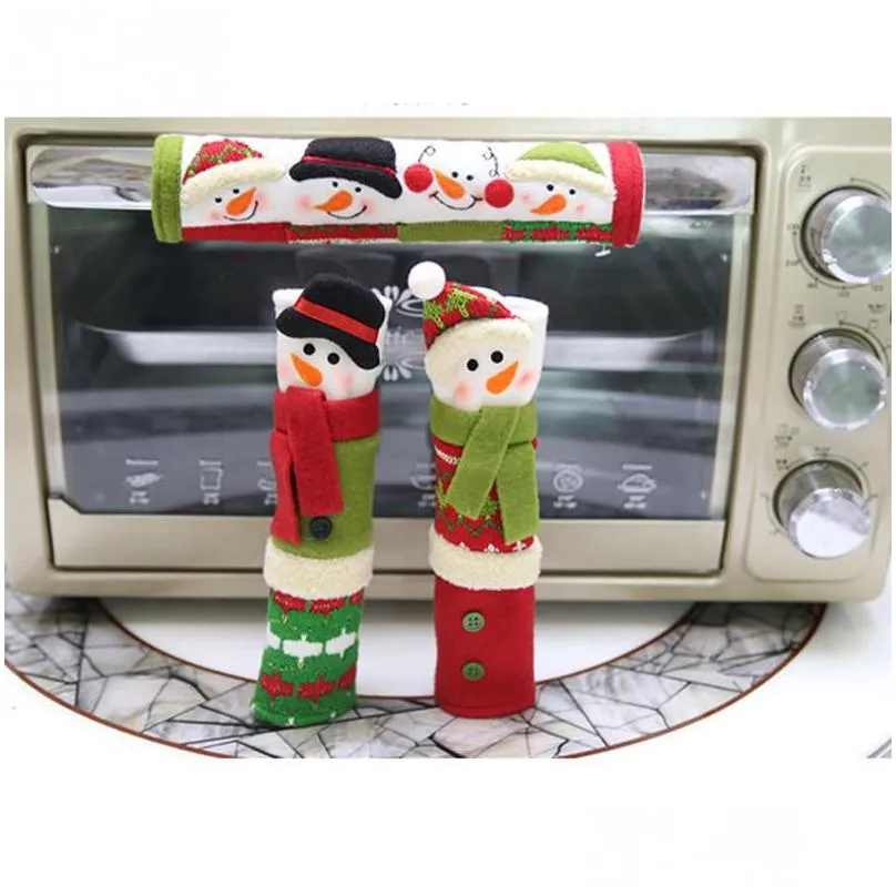 3pcs/set kitchen appliance handle covers microwave oven refrigerator fridge christmas cloth anti-skid handle covers
