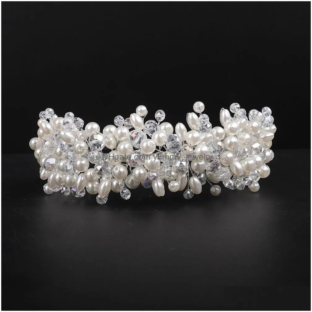 wedding hair jewelry bridal tiara headwear pearl crown princess pear crystal headband accessories 230202
