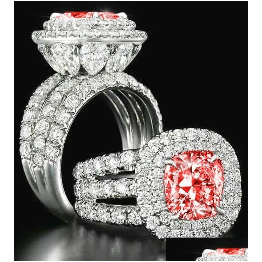 Victoria Wieck Stunning Luxury jewelry Couple Rings 925 Sterling Silver Pear Cut Sapphire Emerald Multi Gemstones Wedding Bridal Ring
