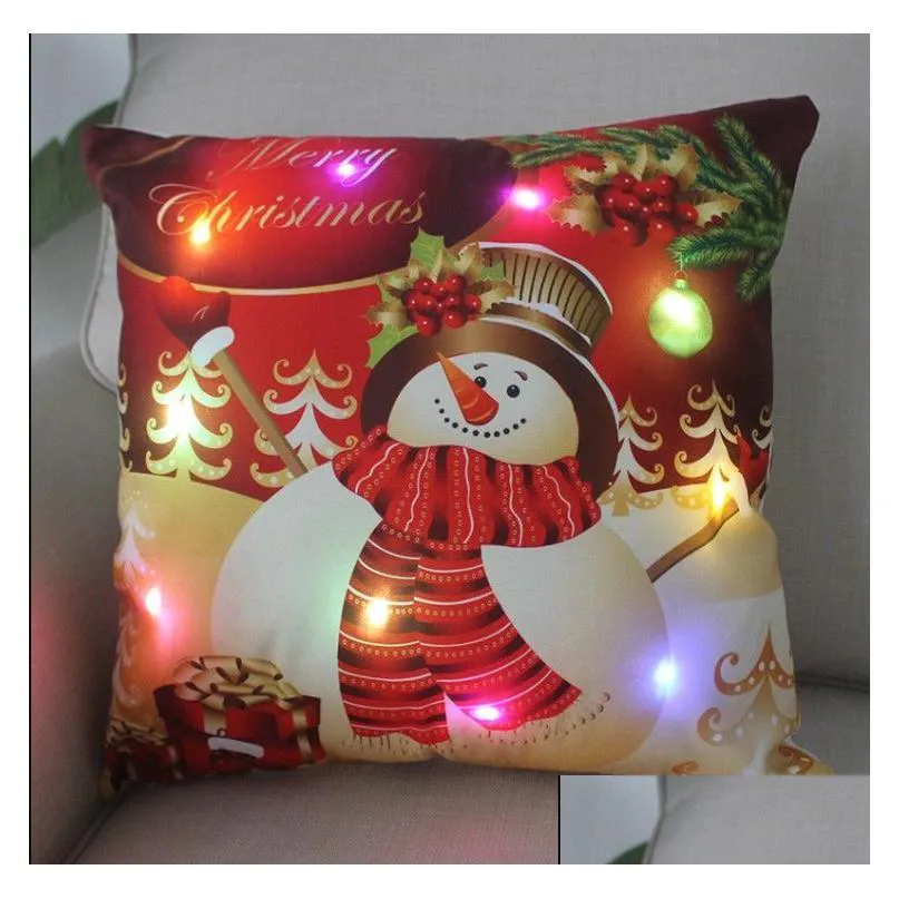 new led christmas pillow case xmas reindeer elk throw cushion tree sofa nap cushion covers santa claus home decor rra47