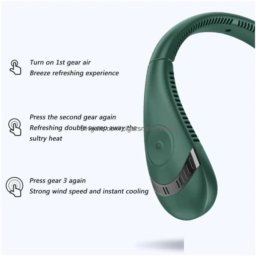 portable 5000mah hanging neck fan foldable summer air cooling usb rechargeable bladeless mute neckband fans outdoor