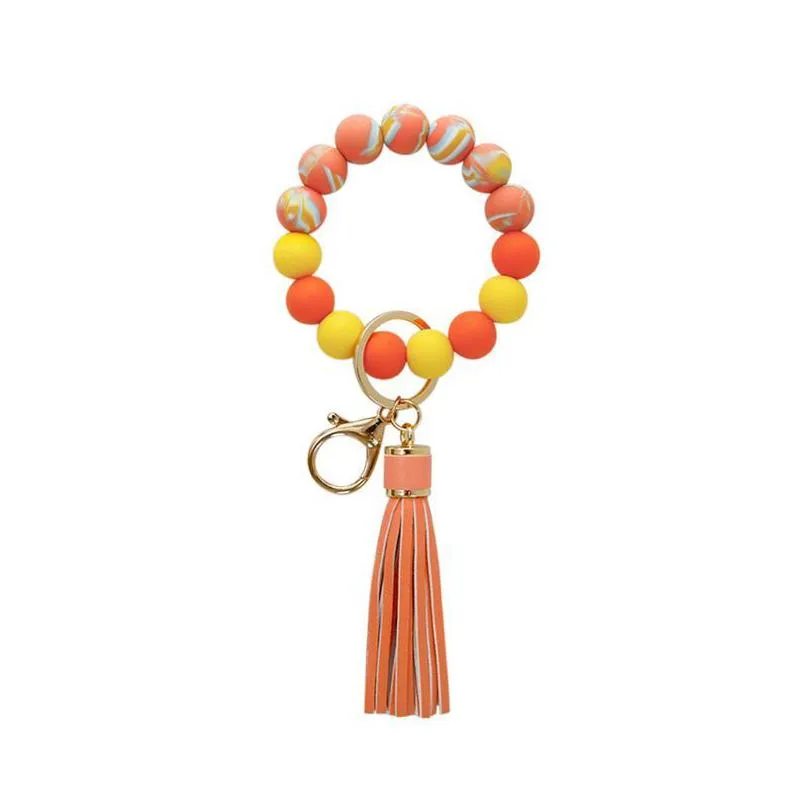 silicone wrist keychain partys multi styles food grade party pu fringed tassel bracelet key ring sea shipping rrc08