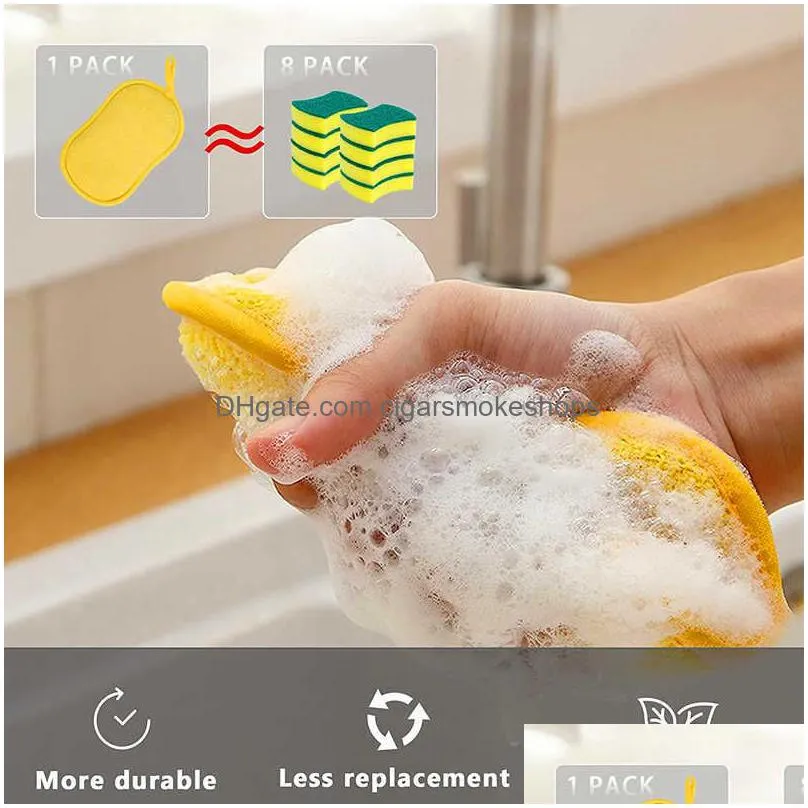 new kitchen cleaning scrubbing sponges reusable non-scratch microfiber scrubber sponge kitchen home clean pot pan dish washer sponge