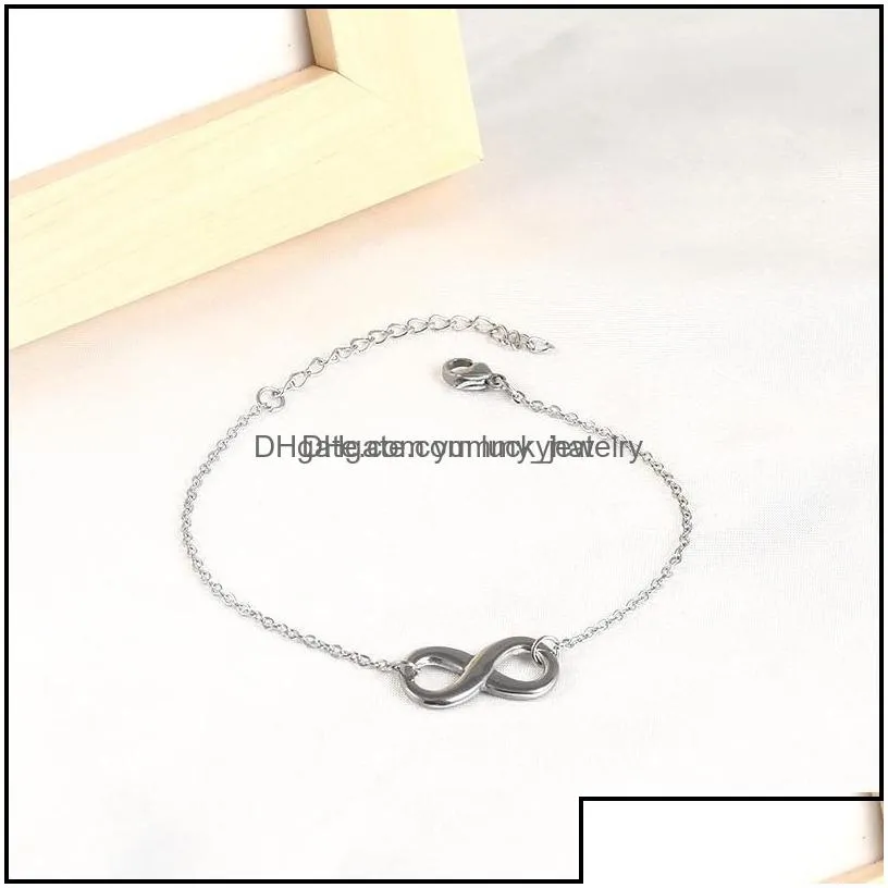 charm bracelets design stainless steel infinity symbol bracelet for women girl gold sier color friends gift jewelry drop delivery