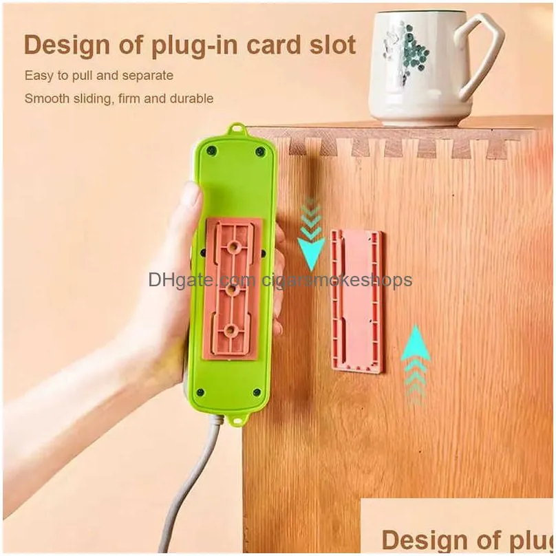 row plug holder power socket strip self-adhesive fixator wall mounted wall fixer holders for kitchen home office storage