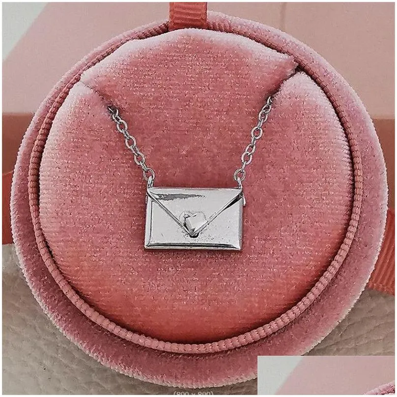 2022 Choucong Brand envelope Pendant Simple Fashion Jewelry 925 Sterling Silver Sweet Cute Women Wedding Promise Party Clavicle Necklace For Lover