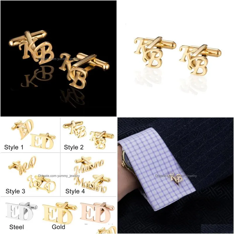 cuff links custom engraved name initials cuff links buttons mens wedding gifts personalized shirt letter cufflinks cufflink man accessories