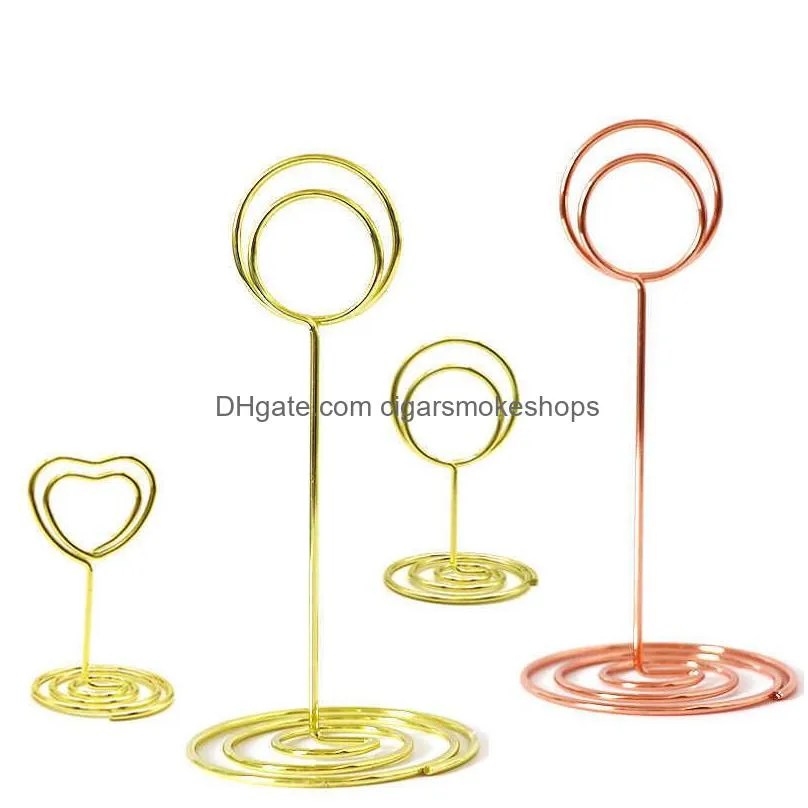 10pcs golden heart shape photo holder stands table number holders place card paper menu clips for wedding party decor or office