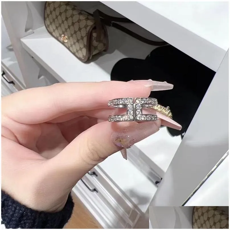 2023 Ins Top Sell Wedding Rings Simple Fashion Jewelry 925 Sterling Silver Pave White Sapphire CZ Diamond Eternity Party Women Open Adjustable Ring For Lover