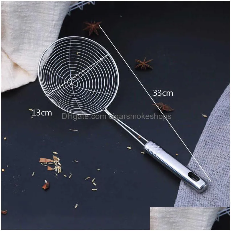 new 1pc kitchen tools oil pot strainer ladle skimmer oval fine mesh stainless steel for food kitchen accessories